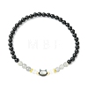 2Pcs Natural Selenite & Labradorite & Black Tourmaline & Shell Beaded Stretch Bracelets BJEW-JB13830-4