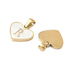 304 Stainless Steel Pave Natural White Shell Heart with Initial Slice Pendants STAS-R168-25G-R-2