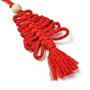 3Pcs 3 Colors Handmade Macrame Cotton Christmas Tree Pendant Decoration HJEW-JM02708-5