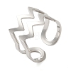 Non-Tarnish Double Layer Wave 304 Stainless Steel Open Cuff Rings for Women RJEW-N048-08P-1