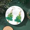 Christmas Tree Handmade Glass Seed Beads Dangle Earrings EJEW-MZ00489-1