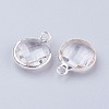 Silver Color Plated Brass Glass Flat Round Charms X-GLAA-M003-A-21S-2