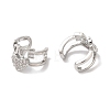 Heart & Word Love Brass Micro Pave Cubic Zirconia Cuff Earrings for Women EJEW-P281-05P-2