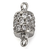 Brass Micro Pave Clear Cubic Zirconia Hollow Column Connector Charms KK-A230-05F-P-1