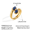 304 Stainless Steel Natural Lapis Lazuli Cuff Open Rings for Women LG8065-1-1