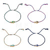 4Pcs 4 Colors Alloy Enamel Fish Charm Adjustable Bracelets BJEW-TA0001-30-1