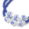 Glass & Handmade Flower Printed Porcelain Multi-strand Bracelets BJEW-JB12975-3