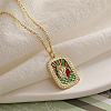 Brass Micro Pave Clear Cubic Zirconia Medal Pendant Necklaces FS-WGD45DE-01-1