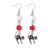 Alloy Enamel Cat Dangle Earrings EJEW-JE05846-2