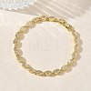 Horse Eye Brass Micro Pave Clear Cubic Zirconia Link Chain Bracelets for Women BJEW-C156-07B-G-2
