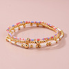 3Pcs 3 Styles Glass Seed Beads & Brass Beads Stretch Bracelets Set for Women VQ8944-1-4