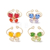 4Pcs 4 Colors Butterfly Glass Finger Rings RJEW-TA00146-1