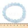 Natural Aquamarine Round Bead Stretch Bracelets for Men Women BJEW-U034-01A-02-5
