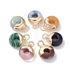 Natural & Synthetic Mixed Gemstone Flat Round/Donut Charms G-XCP0001-06-1