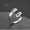 Hollow Out Cross with Word Hope 201 Stainless Steel Cuff Rings FS-WGED892-07-3