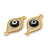 Rack Plating Real 18K Gold Plated Brass Micro Pave Clear Cubic Zirconia Connector Charms ZIRC-L102-02G-01-3