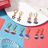 5 Pairs 5 Styles Independence Day Brass Huggie Hoop Earring Sets EJEW-JE05856-2