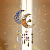 Natural Lapis Lazuli Chip & Brass Moon Hanging Suncatcher Pendant Decoration PW23041117801-1