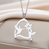 Mother's Day 304 Stainless Steel Heart with Birds Pendant Cable Chain Necklaces for Women FS-WG7A94E-01-1