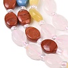 Cherry Quartz Glass & Synthetic Agate & Natural Red Jasper & Rose Quartz & Lemon Jade & Red Aventurine Beads Strands G-Z135-A13-5