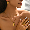 Stainless Steel Hollow Teardrop Pendant Necklace & Stud Earrings & Ring Sets for Women AU4910-4