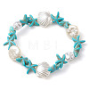 Synthetic Turquoise & ABS Plastic Imitation Pearl Beaded Stretch Bracelets BJEW-JB10567-1