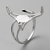 Rhodium Plated 925 Sterling Silver Open Cuff Finger Ring Settings STER-WH0017-01P-3