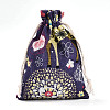 Flower Deer Printed Polycotton(Polyester Cotton) Packing Pouches Drawstring Bags ABAG-T004-10x14-36-2