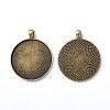 Tibetan Style Flat Round Alloy Big Pendant Cabochon Settings LS-X-TIBEP-Q049-09AB-NR-2