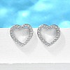 Heart Brass Micro Pave Cubic Zirconia Ear Studs EJEW-D304-40P-4