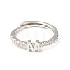 Clear Cubic Zirconia Initial Letter Adjustable Ring RJEW-C052-01P-M-2
