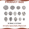 84Pcs 14 Styles Tibetan Styles Alloy Beads TIBEB-PH0061-79-2