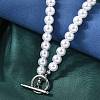 8MM White Round Plastic Pearl Beaded Necklaces for Women NJEW-L469-01P-3