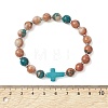 Dyed & Heated Synthetic Fossil & Dyed Turquoise Beads Stretch Bracelets for Women Men BJEW-JB13690-4