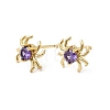 Spider Brass Micro Pave Cubic Zirconia Stud Earrings EJEW-L306-04G-01-4