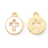 Light Gold Plated Alloy Enamel Pendants X-ENAM-R136-18A-2