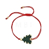 Adjustable Christmas Tree Braided Nylon String Bracelets with Brass Star BJEW-TA00762-02-3