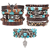 3Pcs 3 Styles Synthetic Turquoise & Wood & CCB Beaded Stretch Bracelets & Charm Bracelets Set for Women Men BJEW-WR0001-09-1
