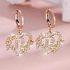 Heart Brass Micro Pave Clear Cubic Zirconia Hoop Earrings FS-WGD5D87-18-1