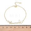 Brass Micro Pave Clear Cubic Zirconia White Butterfly Link Bracelets KK-CBA6980-21G-5