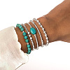 5Pcs 5 Styles Resin Imitation Turquoise & CCB Round Stretch Bracelets for Women FS-WGBACA3-01-1