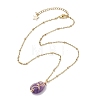 Natural Mixed Gemstone with Brass Pendant Necklaces NJEW-JN04679-6