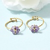 Adjustable 304 Stainless Steel with Natural Mixed Stone Cuff Open Rings RJEW-P187-01G-08-3