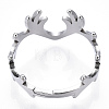 304 Stainless Steel Deer Antler Adjustable Ring for Women RJEW-T027-06P-4