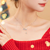 925 Sterling Silver Pave Clear Cubic Zirconia with Handmade Lampwork Snowflake Bottle Pendant Necklaces for Women FS-WGE52FE-01-4