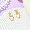 Brass with Natural Pearl Stud Dangle Earrings EJEW-JE07234-1