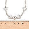 Brass Micro Pave Clear Cubic Zirconia Heart Round Beaded Bib Necklaces for Women NJEW-F364-08P-5