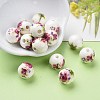 Floral Printed Porcelain Beads X-CFF042Y-6