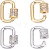 SUPERFINDINGS 4Pcs 2 Style Brass Micro Pave Clear Cubic Zirconia Screw Carabiner Lock Charms ZIRC-FH0001-19-1