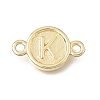 Brass Disc with Initial Links Connector Charms KK-E802-36G-K-1